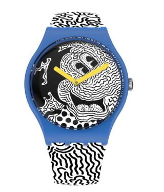 1 Disney X Keith Haring Swatch Watch With 1 Tote Bag And Exclusive Stickers.