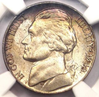 1943 - P Doubled Die Obverse Jefferson Nickel 5c Ddo Fs - 106.  Ngc Ms66 - $525 Value