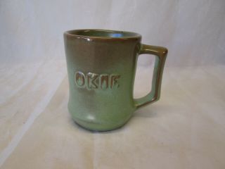 Frankoma Pottery Okie Prairie Green Coffee Mug Oklahoma Vintage