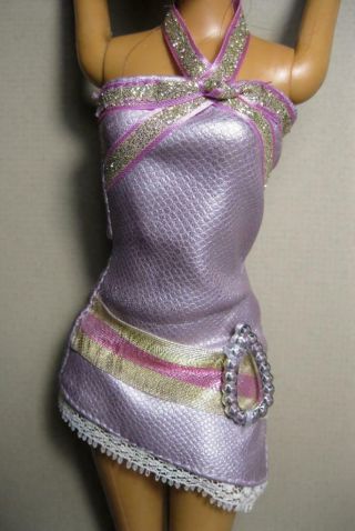 2006 Barbie My Scene Madison Bling Doll Cloth Lavender Purple Mini Halter Dress