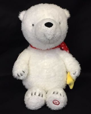 Hallmark Little Wish Polar Bear 14 " Plush Talking Stuffed Animal Red Scarf Star