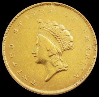 1855 Gold United States Princess Head $1 Dollar Coin Type Ii Au
