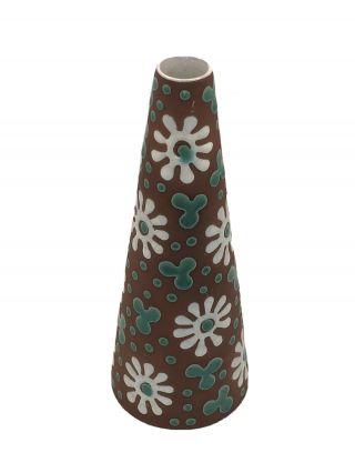 Vintage Zeuthen Ceramic Vase Blue Brown Mid Century Denmark