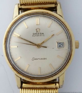Vintage Omega Seamaster Automatic Date Watch Gold On Steel Mens Watch