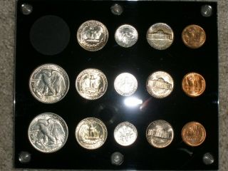 1947 P - D - S US set 14 coins Brilliant Uncirculated in Black Capital holder. 2