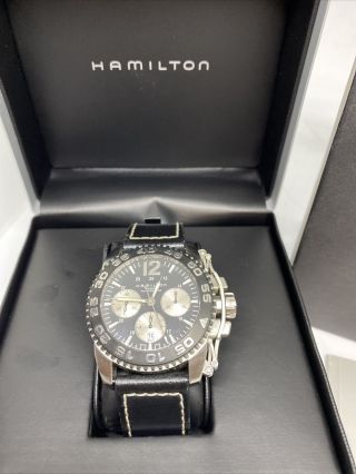 Hamilton Khaki X - Wind Automatic Chronograph Black Leather Men ' s Watch Black Dial 2