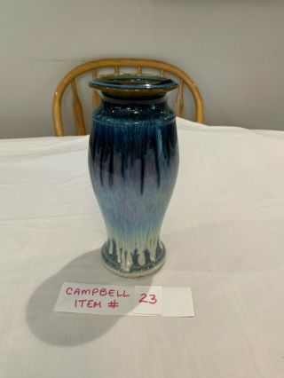 Campbell Pottery Vase With A Blue And Brown Glaze