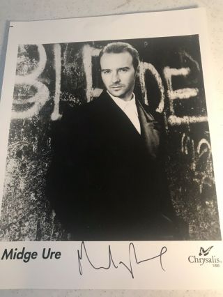 Midge Ure Autographed Photo / Chrysalis Label Photo