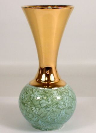 Rare Estate Vtg Warwick Royal Winton Grimwades England Gold Green & Blue Vase