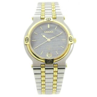 Gucci 9000m Mens Quartz Wristwatch Stainless Steel Silver 0033122 31694