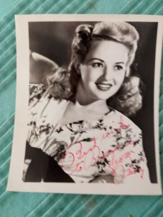 Betty Grable Legendary Actress Autographed Photo 4 " X 5 " B&w Photo 1940s