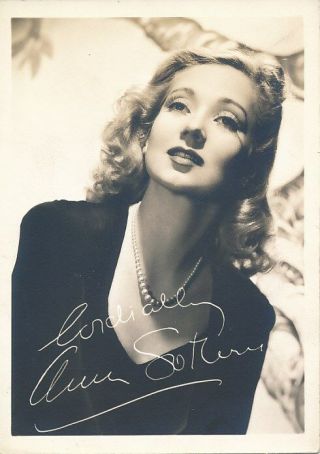 Ann Sothern Vintage 1940s " Signed " 5x7 Dbw Portrait Photo