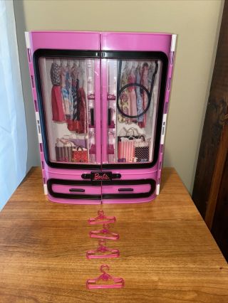 Barbie Pink Wardrobe Closet With Handle Hard Plastic Carrying Case 2015 Mattel