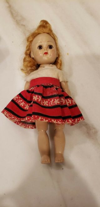 1957 - 1962 Vogue Ginny Doll 7 1/2 " Hard Plastic Jointed Body Bkw Bent Knee Blond