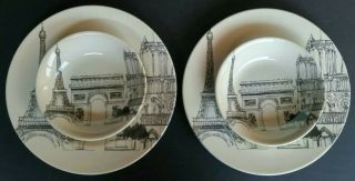 Set Of Royal Stafford China - Paris France Eiffel Tower,  2 Plates 2 Bowls
