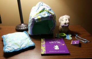 American Girl Doll Pet Coconut Reversible Doghouse With Accessories