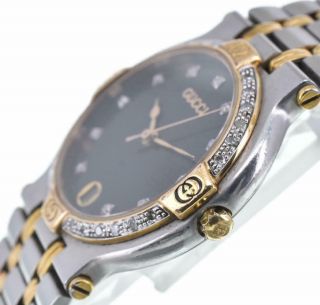 GUCCI 9000M Diamond Bezel/Dial Quartz Men ' s Watch P 99770 3