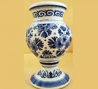 Porcelain Fles Royal Delft Koninklijke Vase Blue White 6in