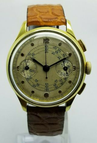Cyma Chronograph Medic Snail Dial Cal.  Valjoux 22 Ref.  3909 Gold Filled