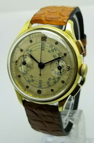 CYMA CHRONOGRAPH MEDIC SNAIL DIAL CAL.  VALJOUX 22 REF.  3909 GOLD FILLED 2