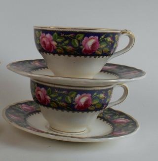 Grindley China Chester Pattern Set Of Two (2) Cups & Saucers