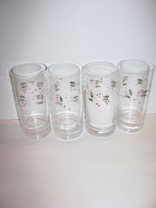 Pfaltzgraff,  Winterberry,  Tall Tumblers,  20 Ounce Cooler,  Set/ 4,  Hand Painted
