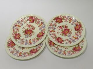 Set Of 4 Copeland Spode Aster Red Bread Butter Sided Plates