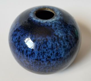 Studio Pottery Tim Sherman Hand Thrown Weed Pot Vase Midnight Blue Glaze