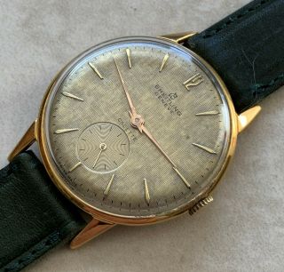 Vtg Breitling Geneve Cadette Textured Dial 18k Gold Plated Case From 1945 Aprox