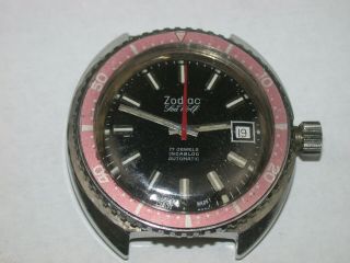 Zodiac Men’s Red Bezel “sea Wolf” Vintage Diver’s Wristwatch.  65r