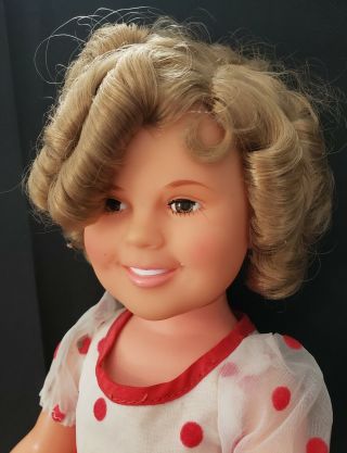 Vintage Shirley Temple Doll By Ideal Toy Corp 1972 White Dress Red Polk Dots