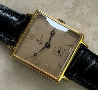 Vtg Ulysse Nardin Champagne Dial 18k Gold Plated Case From 1950 Aprox