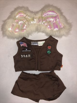 Build A Bear Clothes Girl Scouts Of America Uniform Vest & Skirt & Angel Wings