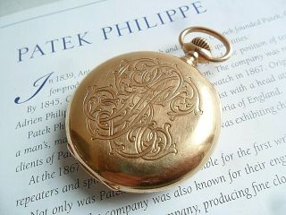 Antique 18k Solid Gold 1902 Patek Philippe O/F Swiss Pocket Watch,  Box 4 REPAIR 4