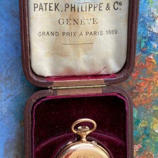 PATEK PHILIPPE 18KT ROSE GOLD ANTIQUE POCKET WATCH 100 BOX PAPERS 46MM 5