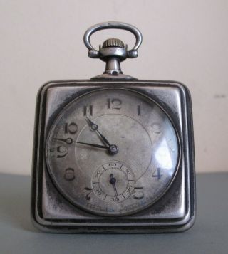 Very Rare Vintage Omega Solid Silver Square Pocket Watch