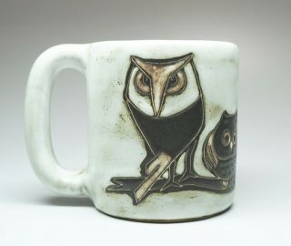 Studio Art Pottery Mug Design By Mara Mexico 4 Owls On Branch 16 Ounces