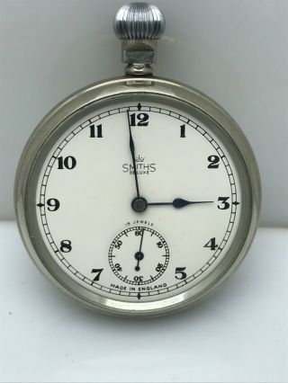 Smiths Deluxe Military Issue Vintage Pocket Watch 15 Jewels