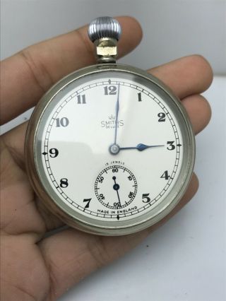 Smiths Deluxe Military Issue Vintage Pocket Watch 15 Jewels 5