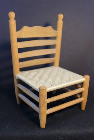 Vintage - Doll Chair - Ladder Back - Woven Seat - 7 Inches Tall