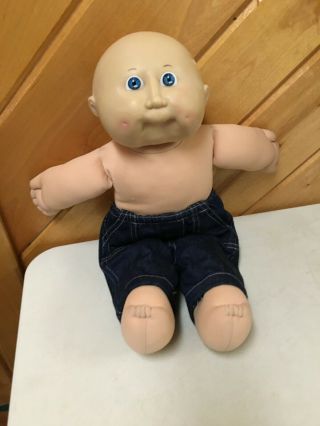 Vintage Cabbage Patch Kids 16 Inch Bald White Baby Boy Doll W Jeans 1978 1982
