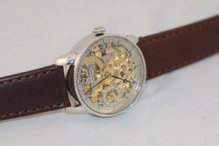 Patek Philippe & Co Skeleton Pocket Watch Movement 925 Silver Case