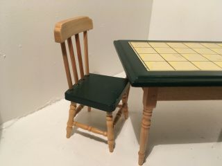 Vintage Dollhouse Miniatures 3 Piece Wooden Table & Chairs Set 74 2