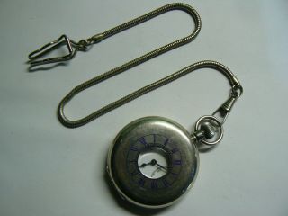 Stunning 1937 London Silver Swiss J.  W.  BENSON Pocket Watch Silver Chain &Box 2