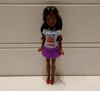 Barbie On The Go 3.  5 " Black African American Doll In London Shirt