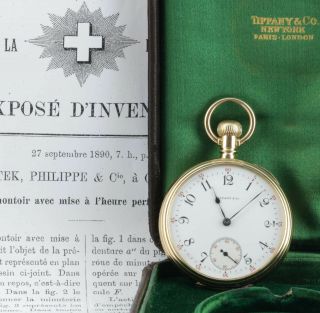 Patek Philippe Pocket Watch To Tiffany & Co.  1895,  Box & Patent