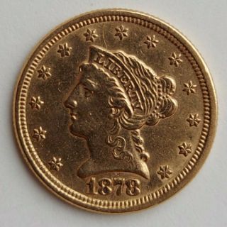 1878 $2.  5 Dollar - Quarter Eagle - Liberty Head Gold Coin Xf/au