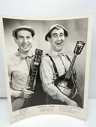 1965 Lonzo & Oscar Grand Ole Opry Country Stars Autographed Publicity Photo