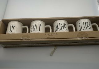 Rae Dunn Cafe Espresso Mugs Cups Set of 4 ESPRESSO & CAFE by Magenta LL 2