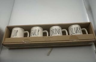 Rae Dunn Cafe Espresso Mugs Cups Set of 4 ESPRESSO & CAFE by Magenta LL 3